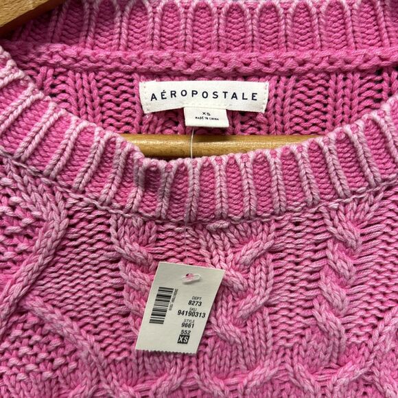 Aeropostale Sweater Womens XS Pink Long Sleeve Pullover Cable Knit - Picture 3 of 7